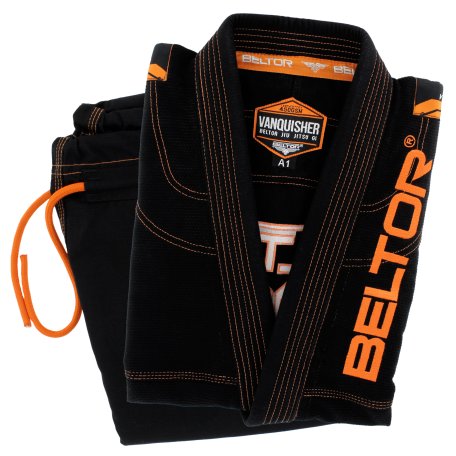 KIMONO BJJ GI VANQUISHER CZARNE POMARAŃCZOWE JIU-JITSU BELTOR